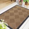 image:imageSmiry Front Door Mat Outside Entrance Heavy Duty Outdoor Indoor Mat Natural Rubber Doormat Non Slip Trap Dirt and Moisture Easy Clean Low Profile Patio Porch Entryway Mat 295x17 VioletCoffee