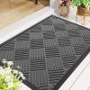 image:imageSmiry Front Door Mat Outside Entrance Heavy Duty Outdoor Indoor Mat Natural Rubber Doormat Non Slip Trap Dirt and Moisture Easy Clean Low Profile Patio Porch Entryway Mat 295x17 VioletMix Black