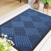 image:imageSmiry Front Door Mat Outside Entrance Heavy Duty Outdoor Indoor Mat Natural Rubber Doormat Non Slip Trap Dirt and Moisture Easy Clean Low Profile Patio Porch Entryway Mat 295x17 VioletOcean Blue