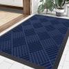 image:imageSmiry Front Door Mat Outside Entrance Heavy Duty Outdoor Indoor Mat Natural Rubber Doormat Non Slip Trap Dirt and Moisture Easy Clean Low Profile Patio Porch Entryway Mat 295x17 VioletNavy Blue