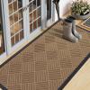 image:imageSmiry Front Door Mat Outside Entrance Heavy Duty Outdoor Indoor Mat Natural Rubber Doormat Non Slip Trap Dirt and Moisture Easy Clean Low Profile Patio Porch Entryway Mat 295x17 VioletCoffee
