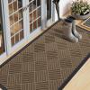 image:imageSmiry Front Door Mat Outside Entrance Heavy Duty Outdoor Indoor Mat Natural Rubber Doormat Non Slip Trap Dirt and Moisture Easy Clean Low Profile Patio Porch Entryway Mat 295x17 VioletBrown