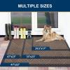 image:imageSmiry Front Door Mat Outside Entrance Heavy Duty Outdoor Indoor Mat Natural Rubber Doormat Non Slip Trap Dirt and Moisture Easy Clean Low Profile Patio Porch Entryway Mat 295x17 VioletMix Brown
