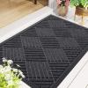 image:imageSmiry Front Door Mat Outside Entrance Heavy Duty Outdoor Indoor Mat Natural Rubber Doormat Non Slip Trap Dirt and Moisture Easy Clean Low Profile Patio Porch Entryway Mat 295x17 VioletBlack Grey