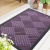 image:imageSmiry Front Door Mat Outside Entrance Heavy Duty Outdoor Indoor Mat Natural Rubber Doormat Non Slip Trap Dirt and Moisture Easy Clean Low Profile Patio Porch Entryway Mat 295x17 VioletViolet