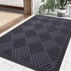 image:imageSmiry Front Door Mat Outside Entrance Heavy Duty Outdoor Indoor Mat Natural Rubber Doormat Non Slip Trap Dirt and Moisture Easy Clean Low Profile Patio Porch Entryway Mat 295x17 VioletDark Grey