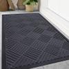image:imageSmiry Front Door Mat Outside Entrance Heavy Duty Outdoor Indoor Mat Natural Rubber Doormat Non Slip Trap Dirt and Moisture Easy Clean Low Profile Patio Porch Entryway Mat 295x17 VioletDark Grey