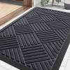 image:imageSmiry Front Door Mat Outside Entrance Heavy Duty Outdoor Indoor Mat Natural Rubber Doormat Non Slip Trap Dirt and Moisture Easy Clean Low Profile Patio Porch Entryway Mat 295x17 VioletDark Grey