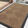 image:imageSmiry Front Door Mat Outside Entrance Heavy Duty Outdoor Indoor Mat Natural Rubber Doormat Non Slip Trap Dirt and Moisture Easy Clean Low Profile Patio Porch Entryway Mat 295x17 VioletCoffee
