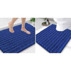 image:imageSmiry Bathroom Rugs Mat Set 2 Piece 36X24UShaped 24x20 Extra Soft Absorbent Non Slip Rubber Backing Machine Washable Quick Dry Chenille Bath Rug Set for Tub Shower and FloorRoyal Blue