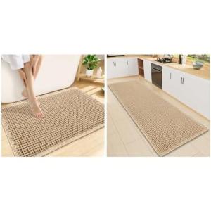image:imageSmiry Bathroom Rugs Set 2 Piece47x17 Plus 30x20 Extra Soft Absorbent Bath Mats Non Slip Machine Washable Quick Dry Bath Rugs for Bathroom Floor Tub Shower Brown
