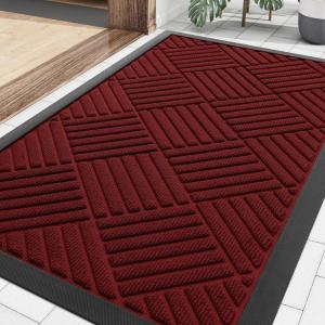 image:imageSmiry Front Door Mat Outside Entrance Heavy Duty Outdoor Indoor Mat Natural Rubber Doormat Non Slip Trap Dirt and Moisture Easy Clean Low Profile Patio Porch Entryway Mat 295x17 VioletRed