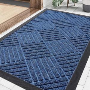 image:imageSmiry Front Door Mat Outside Entrance Heavy Duty Outdoor Indoor Mat Natural Rubber Doormat Non Slip Trap Dirt and Moisture Easy Clean Low Profile Patio Porch Entryway Mat 295x17 VioletOcean Blue
