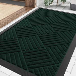 image:imageSmiry Front Door Mat Outside Entrance Heavy Duty Outdoor Indoor Mat Natural Rubber Doormat Non Slip Trap Dirt and Moisture Easy Clean Low Profile Patio Porch Entryway Mat 295x17 VioletDark Green