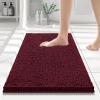 image:imageSmiry Christmas Luxury Chenille Bath Rug 24x16 and Holly Patterns Tablecloth 60x84 Inch Red