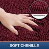 image:imageSmiry Christmas Luxury Chenille Bath Rug 24x16 and Holly Patterns Tablecloth 60x84 Inch Red