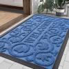 image:imageSmiry Welcome Door Mat Outside Entrance Heavy Duty Trap Dirt and Moisture Easy Clean Low Profile Patio Porch Indoor Outdoor Front Doormat for Entry 47x32 Inch BrownBlue
