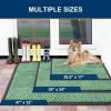 image:imageSmiry Welcome Door Mat Outside Entrance Heavy Duty Trap Dirt and Moisture Easy Clean Low Profile Patio Porch Indoor Outdoor Front Doormat for Entry 47x32 Inch BrownMint Green