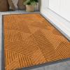 image:imageSmiry Welcome Door Mat Outside Entrance Heavy Duty Trap Dirt and Moisture Easy Clean Low Profile Patio Porch Indoor Outdoor Front Doormat for Entry 47x32 Inch BrownAmber