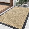 image:imageSmiry Welcome Door Mat Outside Entrance Heavy Duty Trap Dirt and Moisture Easy Clean Low Profile Patio Porch Indoor Outdoor Front Doormat for Entry 47x32 Inch BrownBeige