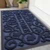 image:imageSmiry Welcome Door Mat Outside Entrance Heavy Duty Trap Dirt and Moisture Easy Clean Low Profile Patio Porch Indoor Outdoor Front Doormat for Entry 47x32 Inch BrownNavy Blue