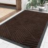 image:imageSmiry Welcome Door Mat Outside Entrance Heavy Duty Trap Dirt and Moisture Easy Clean Low Profile Patio Porch Indoor Outdoor Front Doormat for Entry 47x32 Inch BrownDark Brown