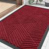 image:imageSmiry Welcome Door Mat Outside Entrance Heavy Duty Trap Dirt and Moisture Easy Clean Low Profile Patio Porch Indoor Outdoor Front Doormat for Entry 47x32 Inch BrownWine Red