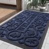 image:imageSmiry Welcome Door Mat Outside Entrance Heavy Duty Trap Dirt and Moisture Easy Clean Low Profile Patio Porch Indoor Outdoor Front Doormat for Entry 47x32 Inch BrownNavy Blue