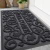 image:imageSmiry Welcome Door Mat Outside Entrance Heavy Duty Trap Dirt and Moisture Easy Clean Low Profile Patio Porch Indoor Outdoor Front Doormat for Entry 47x32 Inch BrownGrey