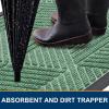image:imageSmiry Welcome Door Mat Outside Entrance Heavy Duty Trap Dirt and Moisture Easy Clean Low Profile Patio Porch Indoor Outdoor Front Doormat for Entry 47x32 Inch BrownMint Green