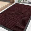 image:imageSmiry Welcome Door Mat Outside Entrance Heavy Duty Trap Dirt and Moisture Easy Clean Low Profile Patio Porch Indoor Outdoor Front Doormat for Entry 47x32 Inch BrownDark Red