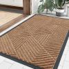 image:imageSmiry Welcome Door Mat Outside Entrance Heavy Duty Trap Dirt and Moisture Easy Clean Low Profile Patio Porch Indoor Outdoor Front Doormat for Entry 47x32 Inch BrownCoffee