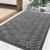 image:imageSmiry Welcome Door Mat Outside Entrance Heavy Duty Trap Dirt and Moisture Easy Clean Low Profile Patio Porch Indoor Outdoor Front Doormat for Entry 47x32 Inch BrownSilver Grey