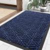 image:imageSmiry Welcome Door Mat Outside Entrance Heavy Duty Trap Dirt and Moisture Easy Clean Low Profile Patio Porch Indoor Outdoor Front Doormat for Entry 47x32 Inch BrownNavy Blue