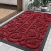 image:imageSmiry Welcome Door Mat Outside Entrance Heavy Duty Trap Dirt and Moisture Easy Clean Low Profile Patio Porch Indoor Outdoor Front Doormat for Entry 47x32 Inch BrownBurgundy