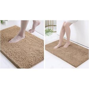 image:imageSmiry Luxury Chenille Bath Rug Set 2 Piece Extra Soft and Absorbent Shaggy Bathroom Mat Rugs Machine Washable NonSlip Plush Carpet Runner for Tub Shower and Bath Room24x1636x24Beige