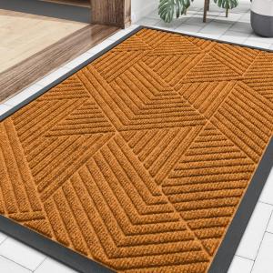 image:imageSmiry Welcome Door Mat Outside Entrance Heavy Duty Trap Dirt and Moisture Easy Clean Low Profile Patio Porch Indoor Outdoor Front Doormat for Entry 47x32 Inch BrownAmber