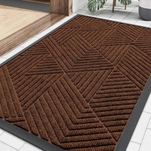 image:imageSmiry Welcome Door Mat Outside Entrance Heavy Duty Trap Dirt and Moisture Easy Clean Low Profile Patio Porch Indoor Outdoor Front Doormat for Entry 47x32 Inch BrownDeep Coffee