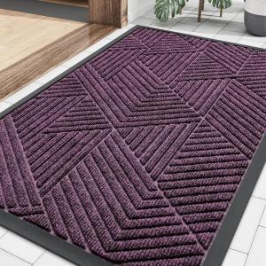 image:imageSmiry Welcome Door Mat Outside Entrance Heavy Duty Trap Dirt and Moisture Easy Clean Low Profile Patio Porch Indoor Outdoor Front Doormat for Entry 47x32 Inch BrownPurple