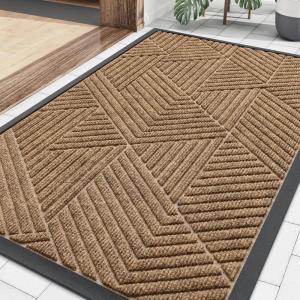 image:imageSmiry Welcome Door Mat Outside Entrance Heavy Duty Trap Dirt and Moisture Easy Clean Low Profile Patio Porch Indoor Outdoor Front Doormat for Entry 47x32 Inch BrownLight Brown