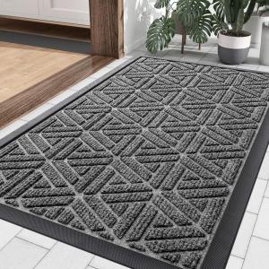 image:imageSmiry Welcome Door Mat Outside Entrance Heavy Duty Trap Dirt and Moisture Easy Clean Low Profile Patio Porch Indoor Outdoor Front Doormat for Entry 47x32 Inch BrownSilver Grey