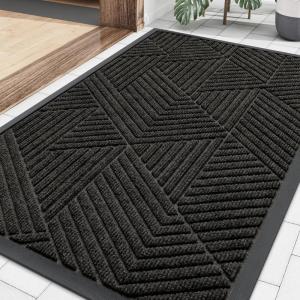 image:imageSmiry Welcome Door Mat Outside Entrance Heavy Duty Trap Dirt and Moisture Easy Clean Low Profile Patio Porch Indoor Outdoor Front Doormat for Entry 47x32 Inch BrownCharcoal