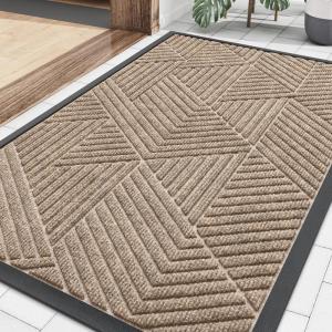 image:imageSmiry Welcome Door Mat Outside Entrance Heavy Duty Trap Dirt and Moisture Easy Clean Low Profile Patio Porch Indoor Outdoor Front Doormat for Entry 47x32 Inch BrownMixed Camel