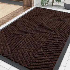 image:imageSmiry Welcome Door Mat Outside Entrance Heavy Duty Trap Dirt and Moisture Easy Clean Low Profile Patio Porch Indoor Outdoor Front Doormat for Entry 47x32 Inch BrownDeep Brown