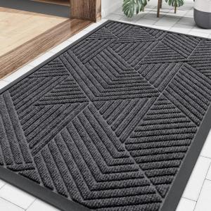 image:imageSmiry Welcome Door Mat Outside Entrance Heavy Duty Trap Dirt and Moisture Easy Clean Low Profile Patio Porch Indoor Outdoor Front Doormat for Entry 47x32 Inch BrownLight Grey