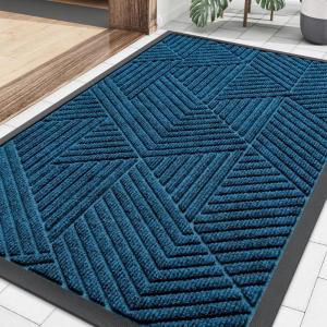 image:imageSmiry Welcome Door Mat Outside Entrance Heavy Duty Trap Dirt and Moisture Easy Clean Low Profile Patio Porch Indoor Outdoor Front Doormat for Entry 47x32 Inch BrownMixed Blue