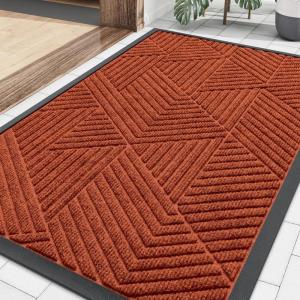 image:imageSmiry Welcome Door Mat Outside Entrance Heavy Duty Trap Dirt and Moisture Easy Clean Low Profile Patio Porch Indoor Outdoor Front Doormat for Entry 47x32 Inch BrownBurnt Orange