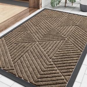 image:imageSmiry Welcome Door Mat Outside Entrance Heavy Duty Trap Dirt and Moisture Easy Clean Low Profile Patio Porch Indoor Outdoor Front Doormat for Entry 47x32 Inch BrownTaupe