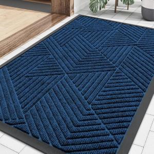 image:imageSmiry Welcome Door Mat Outside Entrance Heavy Duty Trap Dirt and Moisture Easy Clean Low Profile Patio Porch Indoor Outdoor Front Doormat for Entry 47x32 Inch BrownMedium Blue