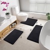 image:imageSmiry Memory Foam Bath Mat 24x16 and 20x20 UShaped Toilet Extra Soft Absorbent Bathroom Rugs Non Slip Bath Rug Runner for Shower Bathroom Floors Black